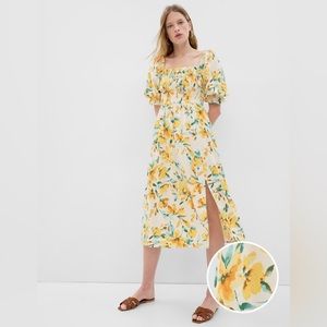 GAP linen blend floral midi dress